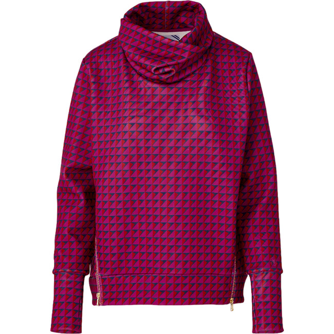Women's Everyday Turtleneck Pullover, Berry Mod Geo - Sweatshirts - 1