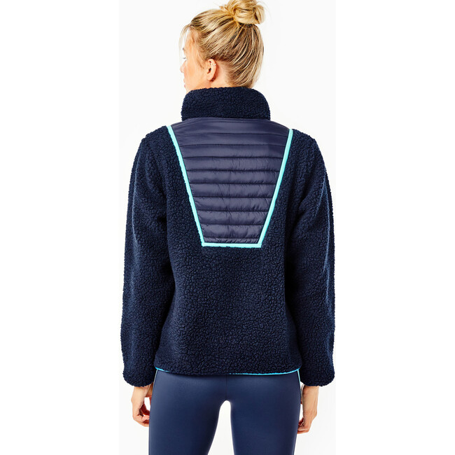 Women's Major Sherpa High Neck Zipper Pullover, Navy - Sweatshirts - 2