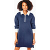 Women's Rugby Sweatshirt Mini Dress, Navy And White - Dresses - 2