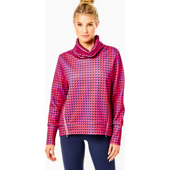 Women's Everyday Turtleneck Pullover, Berry Mod Geo - Sweatshirts - 2