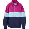 Women's Varsity Quarter Zip Sweatshirt, Berry Mod And Multicolors - Sweatshirts - 1 - thumbnail