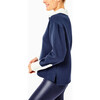 Women's Rara Rugby Button-Up Sweatshirt, Navy And White - Sweatshirts - 3