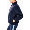Women's Major Sherpa High Neck Zipper Pullover, Navy - Sweatshirts - 3
