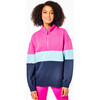 Women's Varsity Quarter Zip Sweatshirt, Berry Mod And Multicolors - Sweatshirts - 2