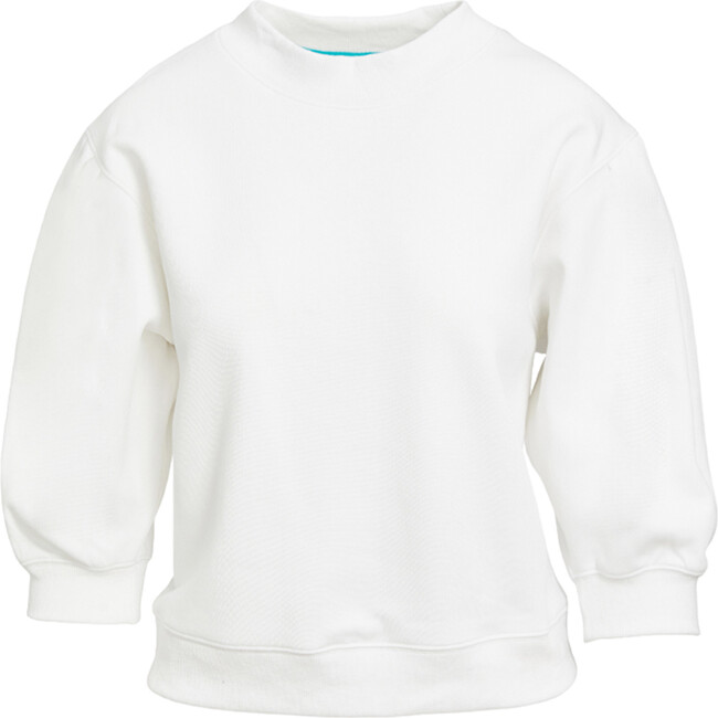Women's Cedar 3/4 Bubble Sleeve Pullover, White - Sweatshirts - 1