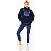 Women's Major Sherpa High Neck Zipper Pullover, Navy - Sweatshirts - 4