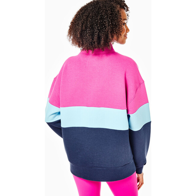 Women's Varsity Quarter Zip Sweatshirt, Berry Mod And Multicolors - Sweatshirts - 4