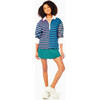 Women's Rara Rugby Button-Up Sweatshirt, Multicolor Stripes - Sweatshirts - 5