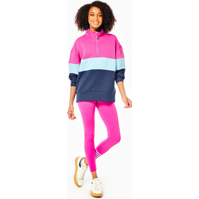 Women's Varsity Quarter Zip Sweatshirt, Berry Mod And Multicolors - Sweatshirts - 5