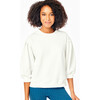 Women's Cedar 3/4 Bubble Sleeve Pullover, White - Sweatshirts - 2