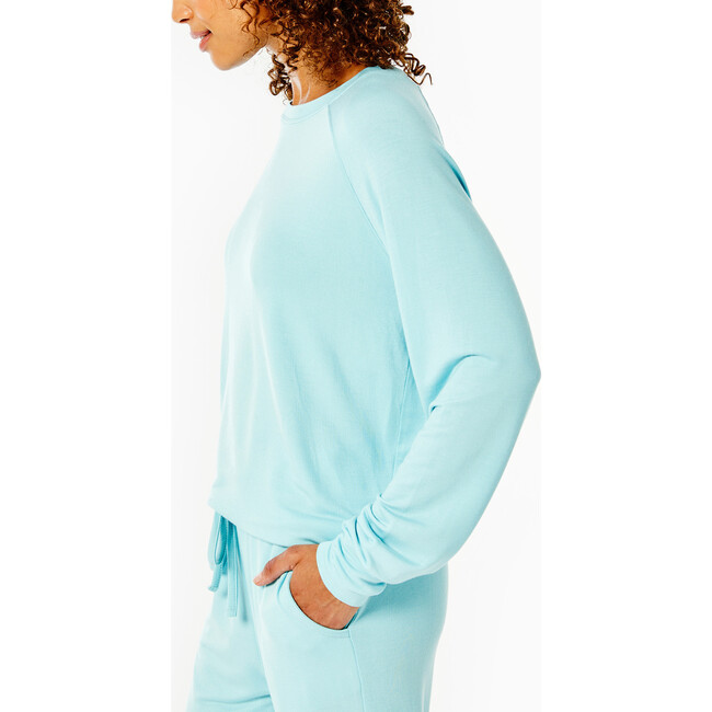 Women's Lovie Raglan Sleeve Sweatshirt, Teal - Sweatshirts - 2