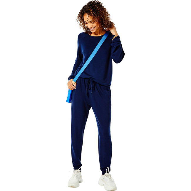 Women's Lovie Jogger Ankle Sweatpant, Navy - Sweatpants - 1