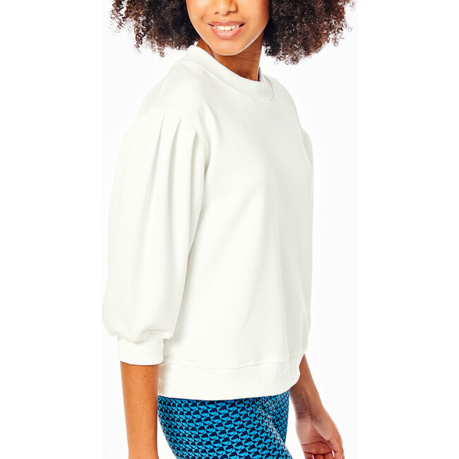 Women's Cedar 3/4 Bubble Sleeve Pullover, White - Sweatshirts - 3