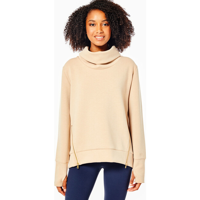 Women's The Everyday Turtleneck Pullover, Heather Camel - Sweatshirts - 4