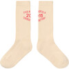 Worm Cotton Socks, White - Socks - 1 - thumbnail