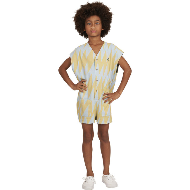 Ape Lightning Patterned Jumpsuit, Blue And Yellow - Jumpsuits - 2