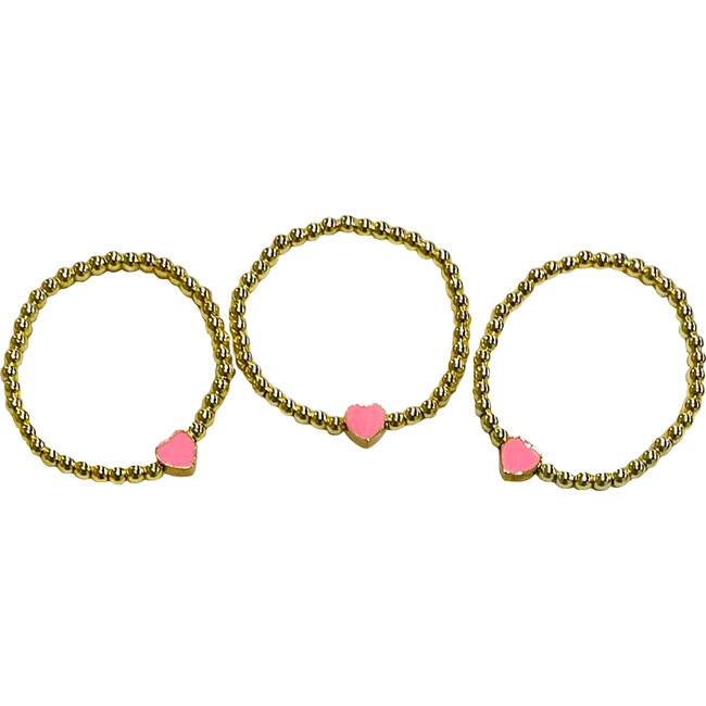 Heart Bracelet Set, Gold & Pink