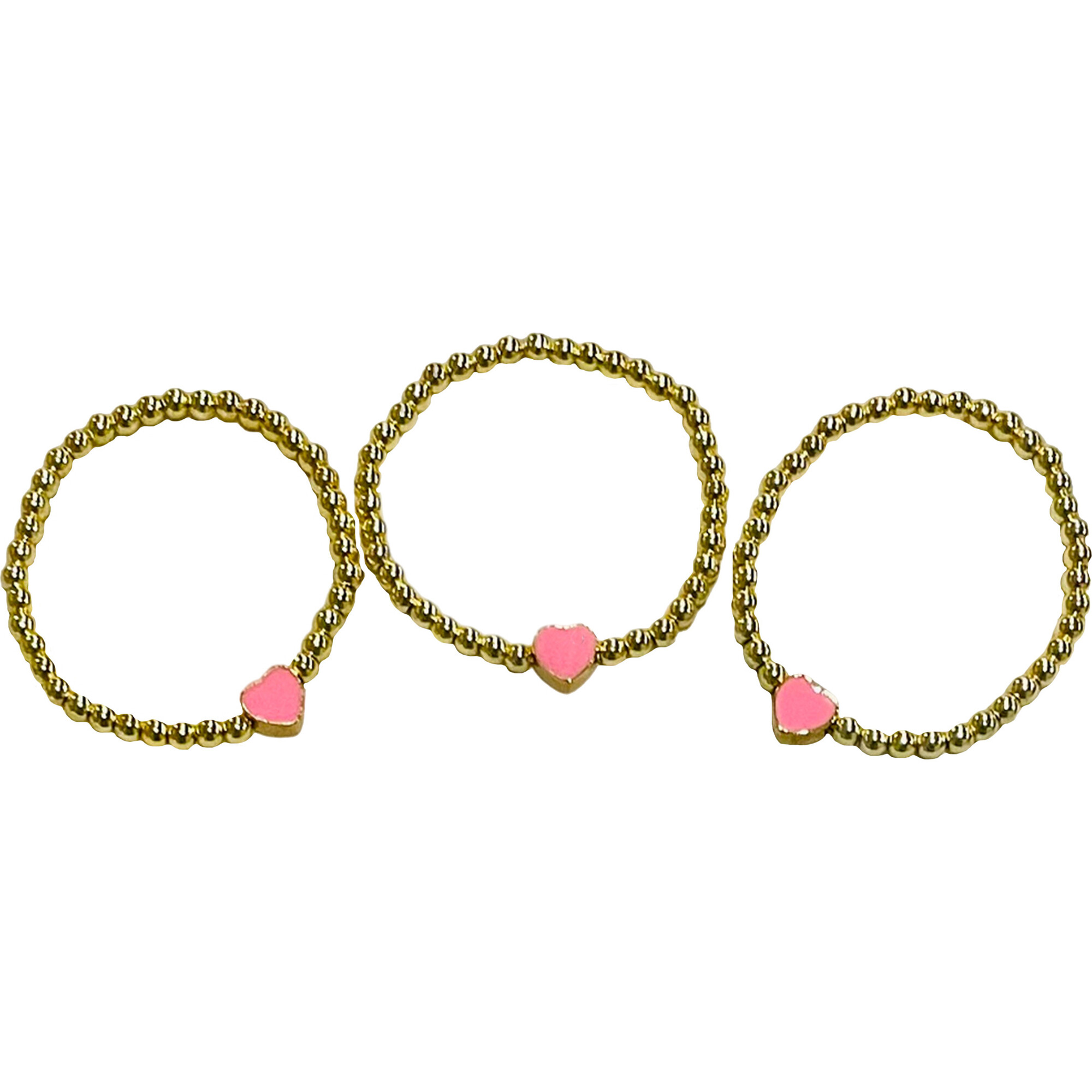 Heart Bracelet Set, Gold & Pink - Bracelets - 1