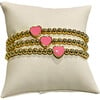 Heart Bracelet Set, Gold & Pink - Bracelets - 2