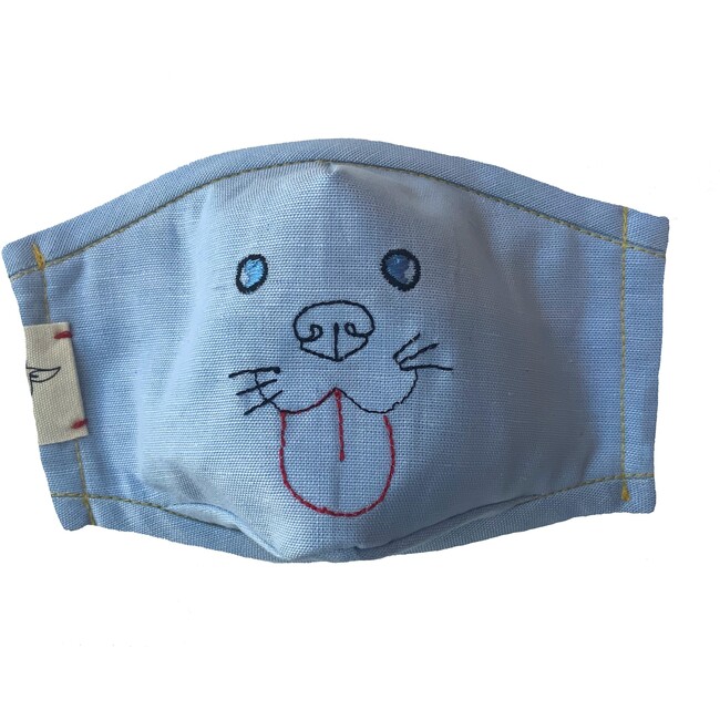 Fitted Mask, Blue Dog - Face Masks - 1