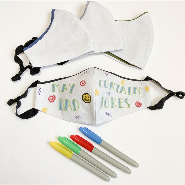 DIY Doodle Face Mask in Navy, Green & Red - Face Masks - 2