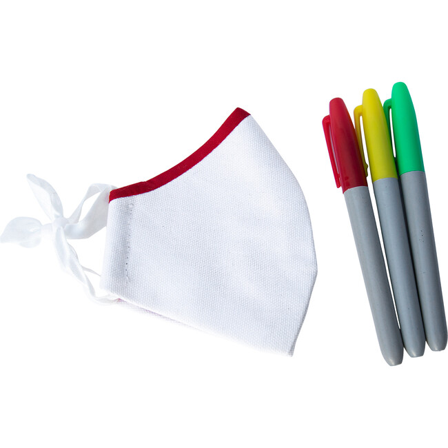 DIY Doodle Face Mask in Navy, Green & Red - Face Masks - 3