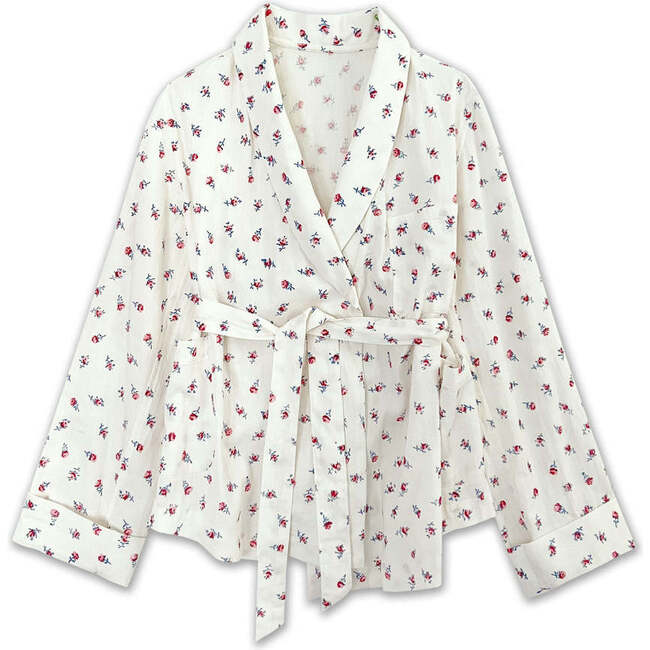 Women's Louise Wrap Robe Shirt, Gardenia
