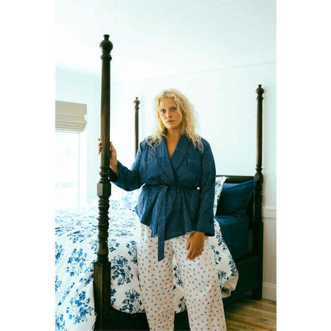 Women's Louise Wrap Robe Shirt, Calico - Shirts - 2