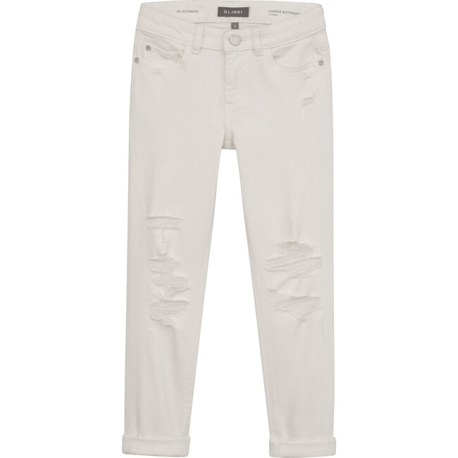 Harper Boyfriend Straight Jeans, White Distressed - Jeans - 1