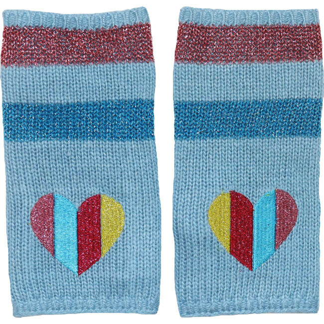 Short Fingerless Gloves w. Stripes & Hearts