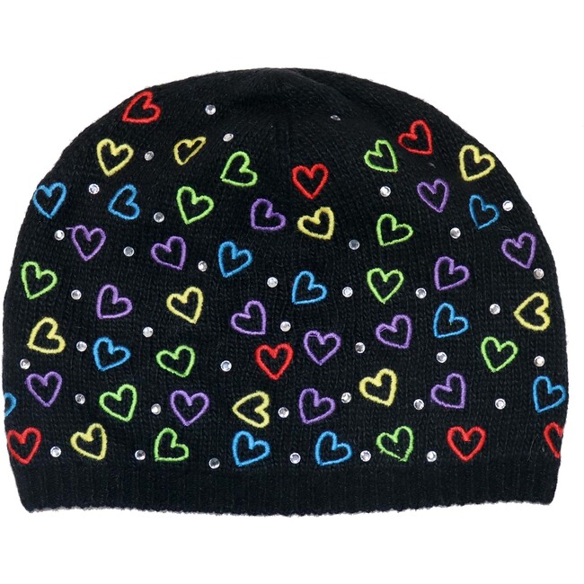 Merino Blend Hat w. Multicolor Hearts - Hats - 1