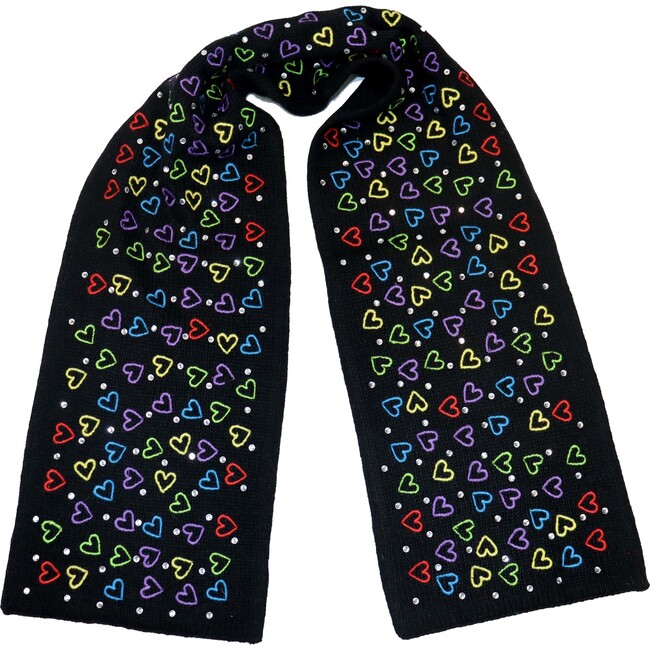 Merino Blend Scarf w. Multicolor Hearts