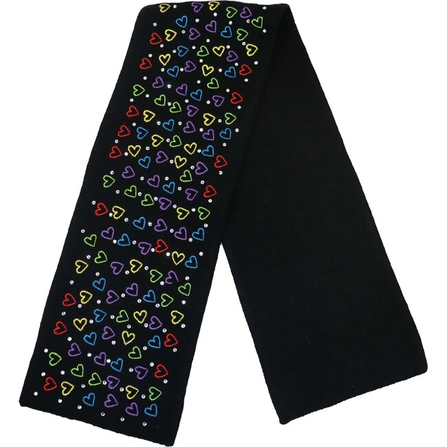 Merino Blend Scarf w. Multicolor Hearts - Scarves - 2