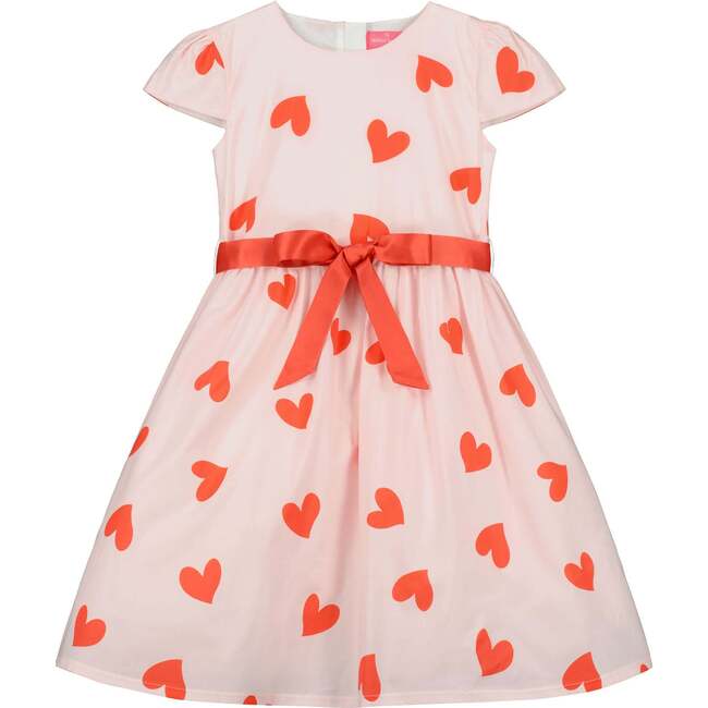 Love Heart Valentines Party Dress With Bow, Pink And Red - Dresses - 1