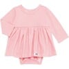 Long Sleeve Hearts Bubble Romper, Pink - Rompers - 1 - thumbnail