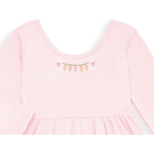 Long Sleeve Twirly Dress With Easter Embroidery, Pink - Dresses - 2