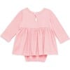 Long Sleeve Hearts Bubble Romper, Pink - Rompers - 2