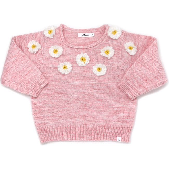 Scandi Flower Sweater, Blush Heather