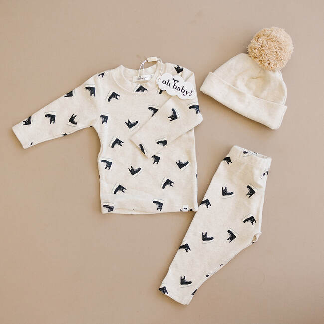 Hockey Skate Print Two-Piece Set, Sand - Mixed Apparel Set - 2