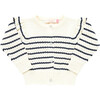Constance Long Sleeve Button-Down Sweater, Cream And Navy Stripe - Sweaters - 1 - thumbnail