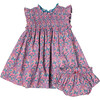 Stevie Smock Dress Set With Ruffled Collar And Sleeves, Lavender Posey Block Print - Dresses - 1 - thumbnail
