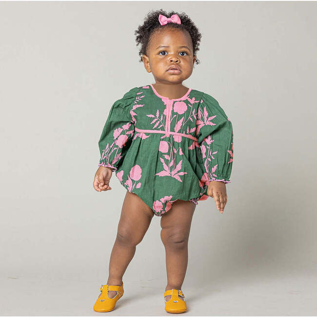 Jade V-Neck Puff Sleeve Bubble, Hunter Botanical - Onesies - 3