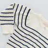Constance Long Sleeve Button-Down Sweater, Cream And Navy Stripe - Sweaters - 3