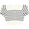 Constance Long Sleeve Button-Down Sweater, Cream And Navy Stripe - Sweaters - 6