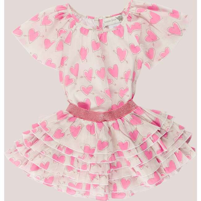 Top & Ruffle Skirt Set, Pink Hearts - Mixed Apparel Set - 2