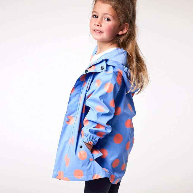 Cornflower Polka Dot Recycled Waterproof Raincoat - Raincoats - 2