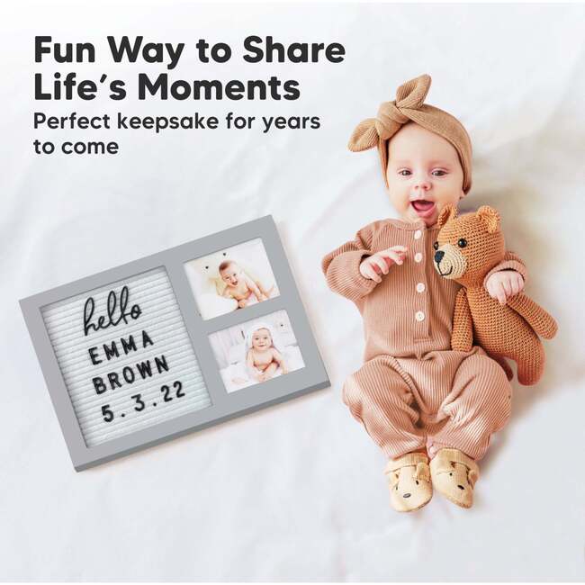Heartfelt Picture Frame with Felt Letterboard, Cloud Gray - Frames - 3