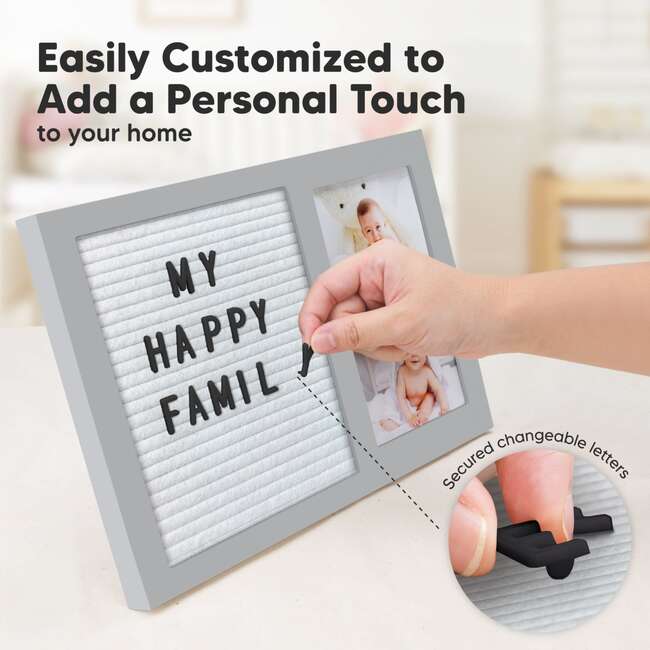 Heartfelt Picture Frame with Felt Letterboard, Cloud Gray - Frames - 4