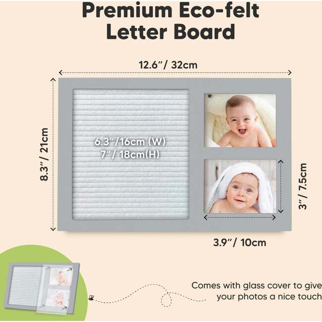 Heartfelt Picture Frame with Felt Letterboard, Cloud Gray - Frames - 6