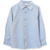 Collar Long Sleeves Shirt, Blue Stripe - Shirts - 1 - thumbnail